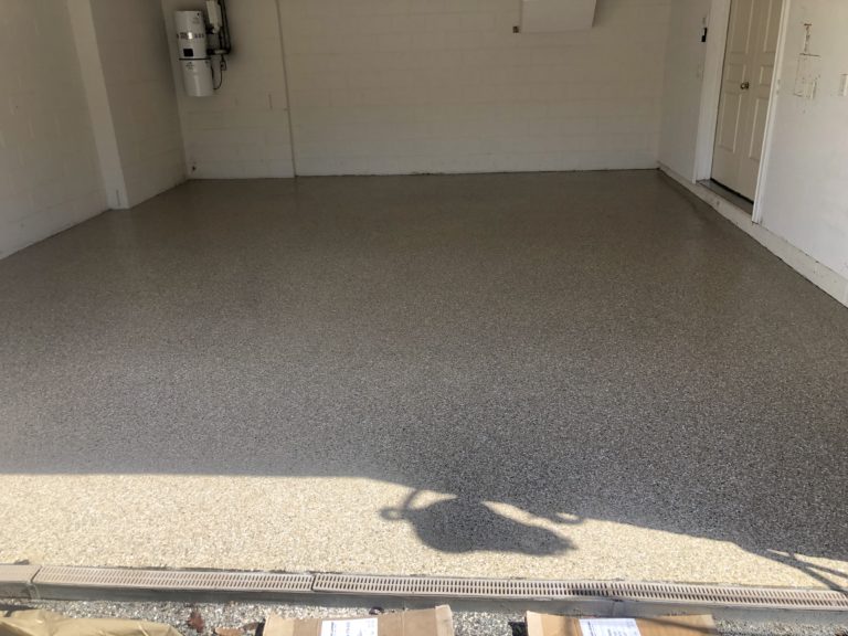 Before & After Garage Floor in Sandstone